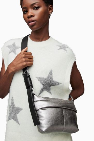 Buy AllSaints Colette Silver Quilt Cross Body Bag from Next Luxembourg