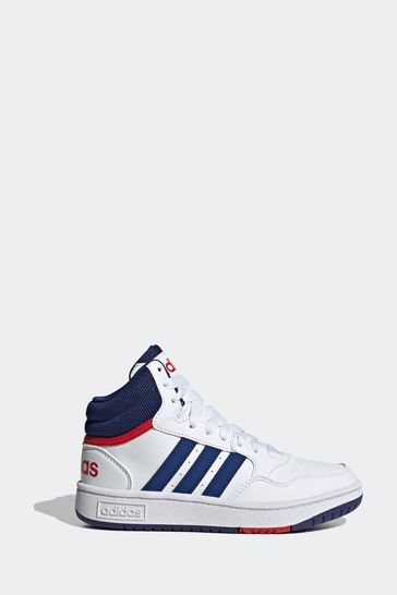 adidas White/Blue Hoops Mid Shoes