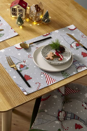Catherine Lansfield Set of 4 Red Christmas Gnomes Placemats