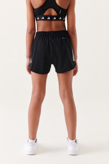 Adidas training 3 stripe recycled cotton high waisted shorts online in black