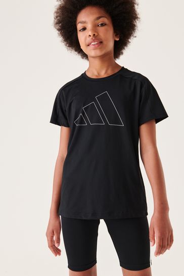 adidas Black Sportswear Essentials Aeroready Regular-Fit Logo T-Shirt