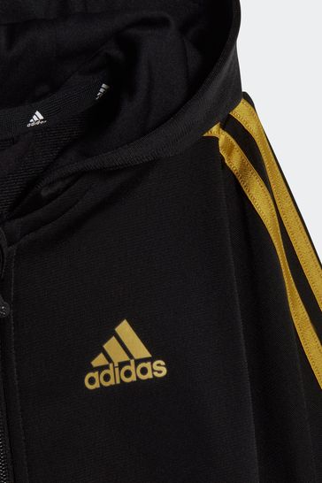 Buy adidas Black Sportswear Essentials Shiny Hooded Tracksuit from