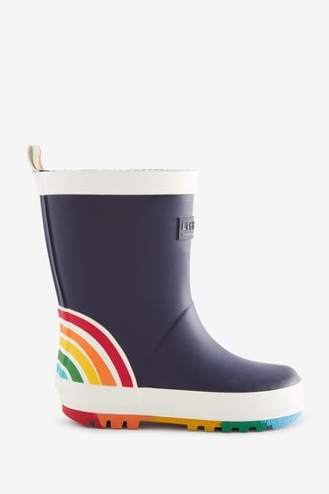 Little Bird by Jools Oliver Navy Rainbow Welly Boots
