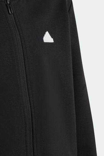 Adidas black 3 stripe 2024 tracksuit