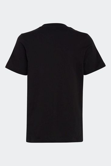 adidas Black Essentials 3-Stripes Cotton T-Shirt