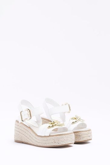 River Island Girls Snaffle Trim White Wedges