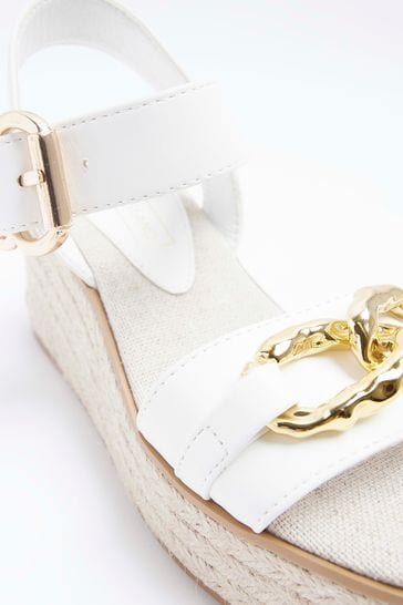 River island white wedges on sale