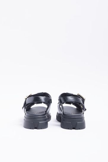 River island sales black buckle sandals