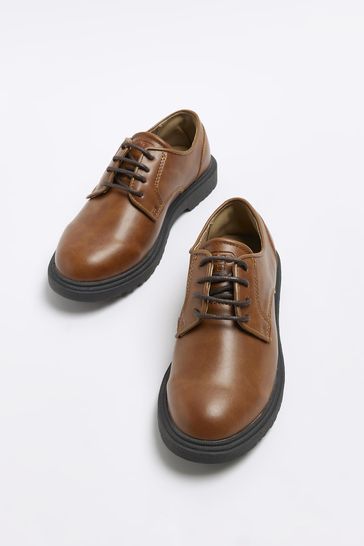 Buy River Island Boys Light Brown Lace Up Chunky Derby Shoes from
