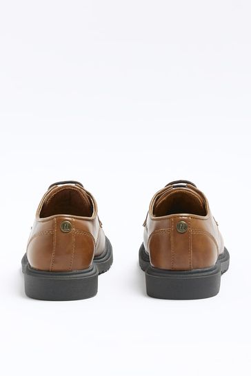 Buy River Island Boys Light Brown Lace Up Chunky Derby Shoes from