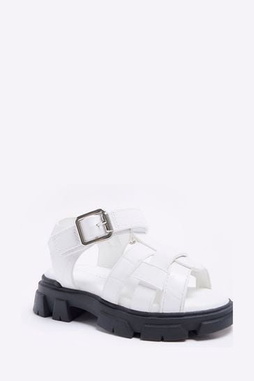 River Island Girls White Chunky T Bar Sandals