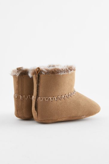 Tan Brown Warm Lined Baby Pull On Boots 0 24mths