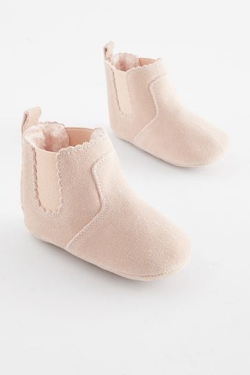 Pink Leather Chelsea Baby Boots (0-24mths)
