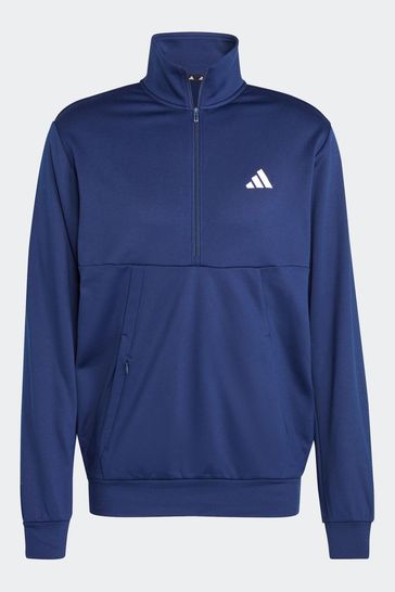 adidas Blue Performance Game and Go Small Logo Training 1/4 Zip Top