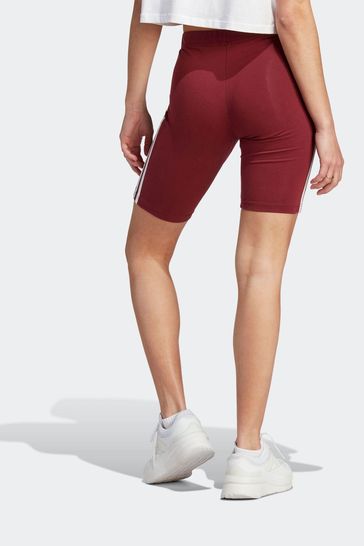 Red adidas hotsell 3 stripe shorts
