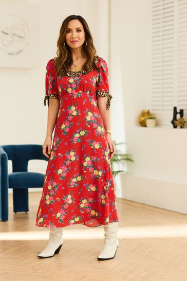 Myleene Klass Red Mix Print Midi Dress