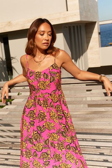 Buy Myleene Klass Pink Strappy Midi Dress from Next Luxembourg