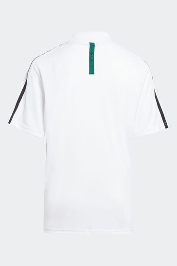 Adidas white t shirt with collar on sale