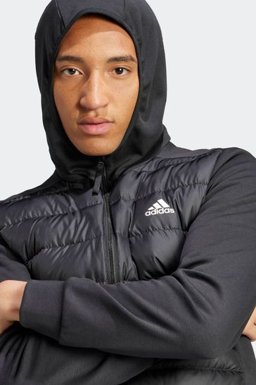 adidas Black Terrex Essentials Hybrid Down Hooded Jacket