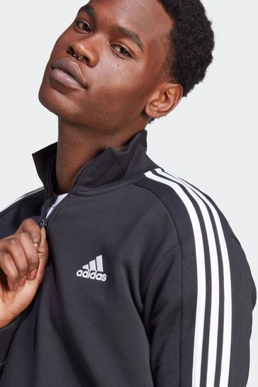 from adidas USA Black Next Fleece Essentials 3-Stripes Sportswear Buy Sweatshirt 1/4-Zip