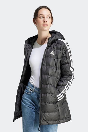 adidas Black Terrex Essentials 3-Stripes Light Down Hooded Parka