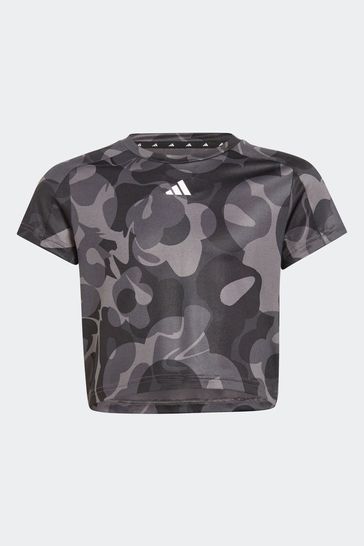 adidas Black Sportswear Essentials Aeroready Seasonal Print Crop T-Shirt Kids