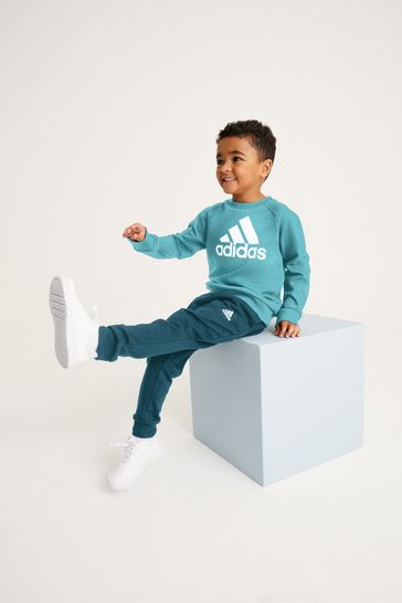 Conjunto de pantalones de chándal básicos verdes para niño con logo de Adidas