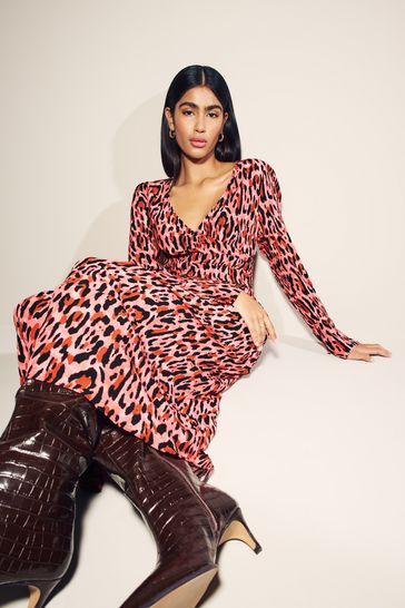 Buy Pink Myleene Klass Pink Animal Print Wrap Dress from Next Bahrain
