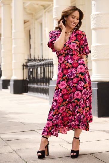 Next pink floral tea on sale dress
