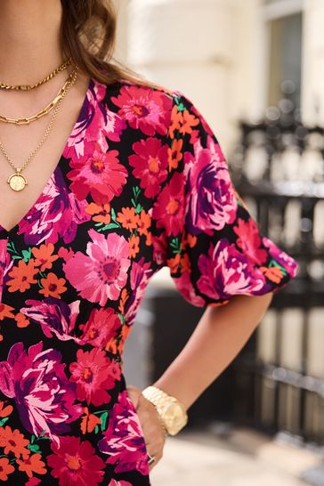 Next pink shop floral tea dress