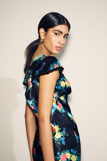 Buy Myleene Klass Printed Black Satin Slip Dress from Next Luxembourg