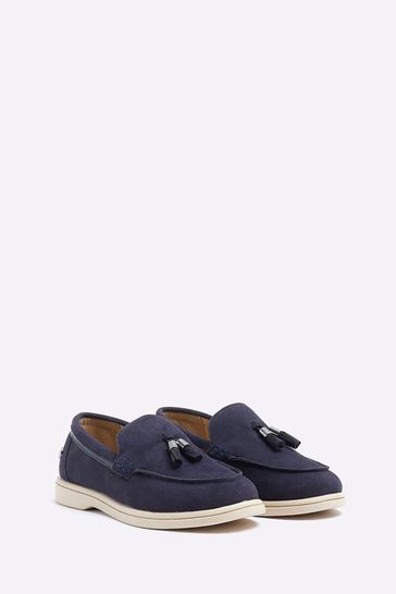 Buy River Island Boys Navy Blue Tassel Loafers from the Laura