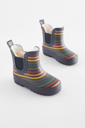 Rainbow Stripe Warm Lined Ankle Wellies