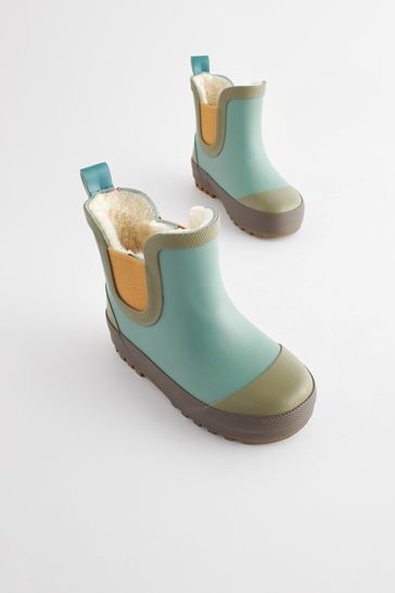 Blue Colourblock Warm Lined Ankle Wellies
