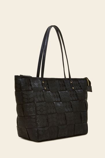 Orla kiely sales black leather handbag