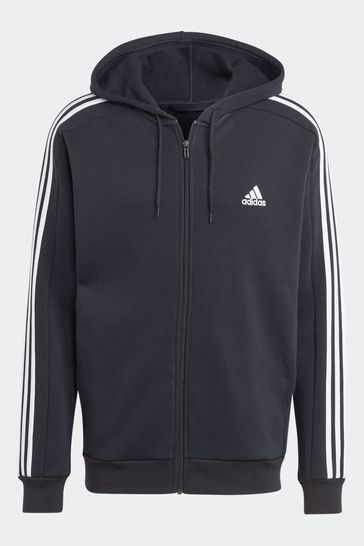 Adidas three hotsell stripe zip hoodie