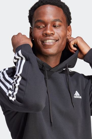Buy adidas Black Overhead Sportswear Essentials Fleece 3 Stripes