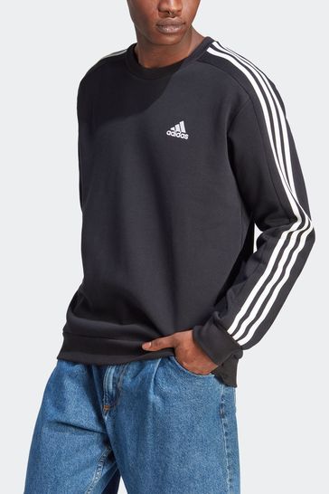 Buy adidas Black Sportswear Essentials Fleece 3 Stripes Sweatshirt