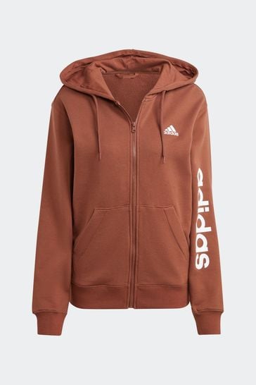 Buy adidas Brown Linear Logo Full Zip Hoodie from Next Netherlands