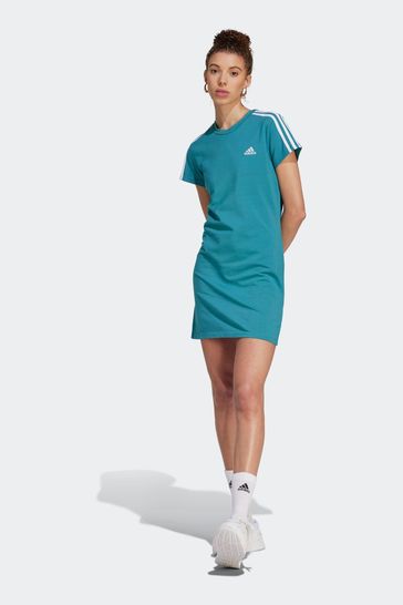adidas Green Sportswear Essentials 3-Stripes Single Jersey Fitted Tee Dress