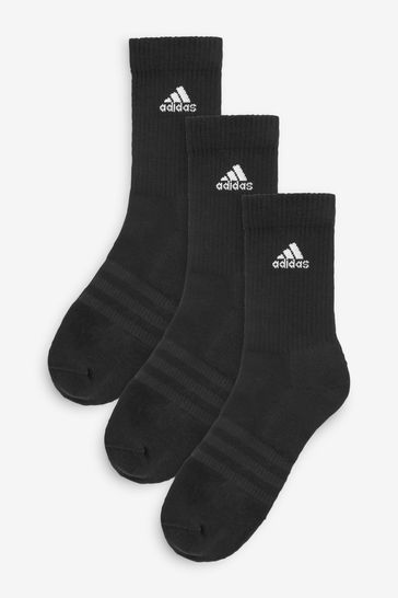 adidas Black 3 Pack Adult Cushioned Sportswear Crew Socks