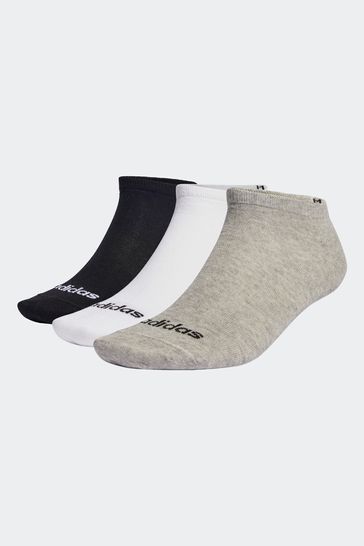 adidas Grey Adult Thin Linear Low-Cut Socks 3 Pairs