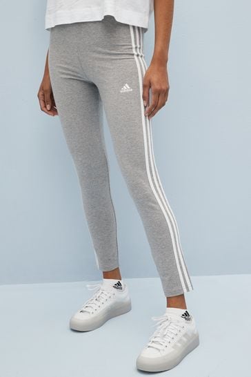 adidas Grey Sportswear Essentials 3-Stripes High-Waisted Single Jersey Leggings