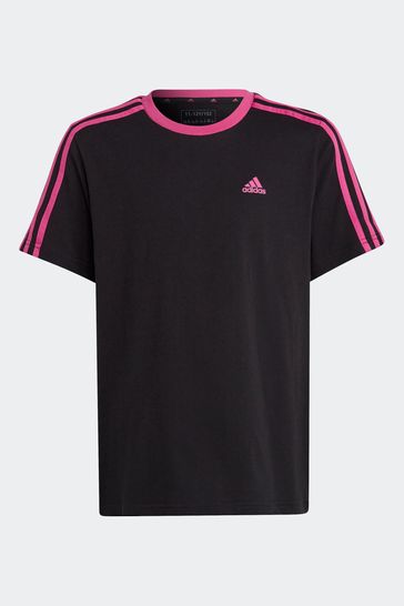 adidas Black Essentials 3-Stripes Cotton Loose Fit Boyfriend T-Shirt