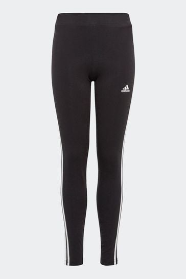 adidas Dark Black Sportswear Essentials 3-Stripes Cotton Leggings