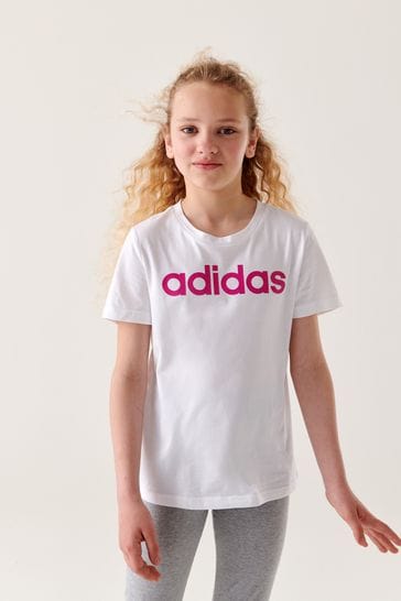 adidas White Slim Fit Sportswear Essentials Linear Logo Cotton T-Shirt