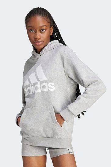 adidas Grey Sportswear Essentials Logo Boyfriend Fleece Hoodie