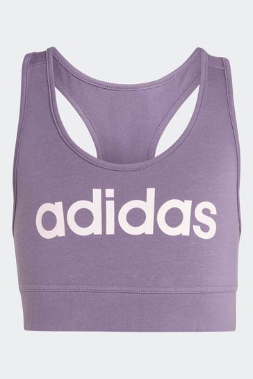 adidas Purple Sportswear Essentials Linear Logo Cotton Bra Top