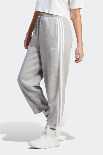 adidas Grey Sportswear Essentials 3-Stripes Open Hem Fleece Joggers