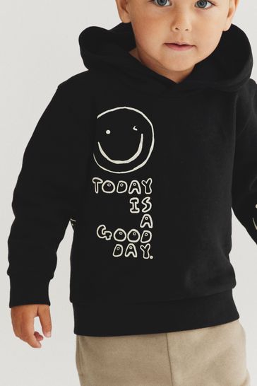 Black slogan hoodie discount